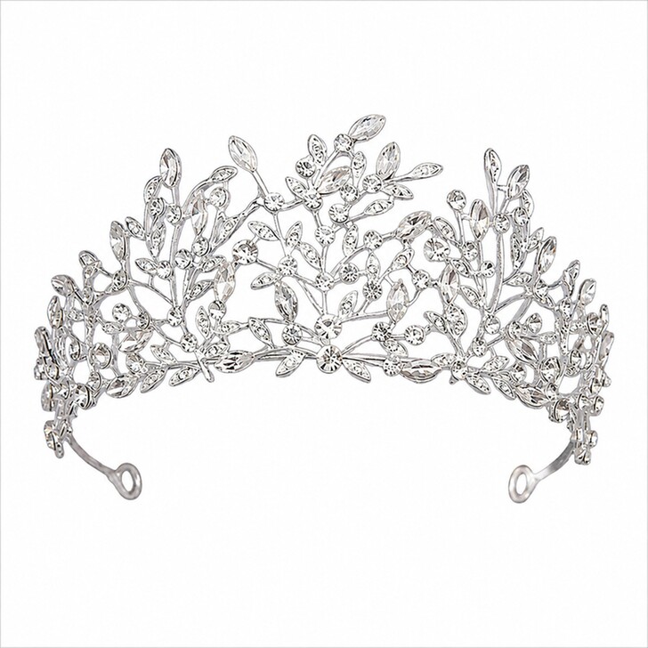 Perfect Bridal Silver Crystal Leaf Tiara 